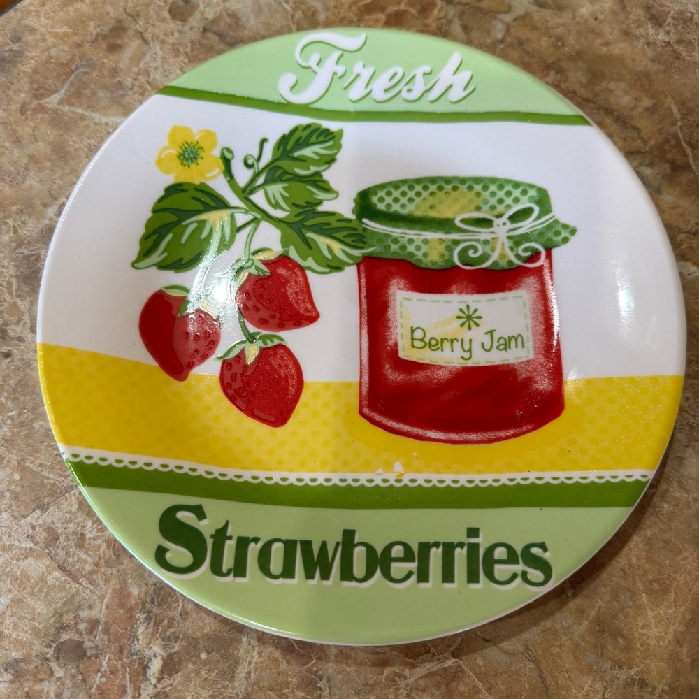 Vintage 7.5” Fresh Strawberries Berry Jam Plate 2013